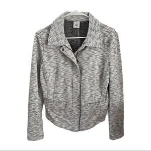 Cabi Neo Moto Jacket Womens Medium Heather Gray French Terry Zip Up Casual Biker